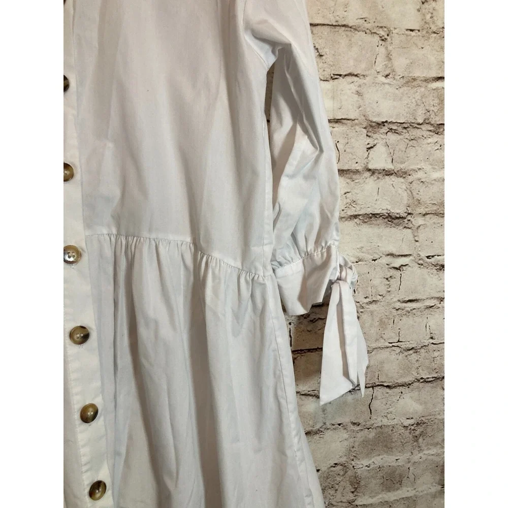 Asos Dress Womens 0 White Full Burton Up Tie‎ Sleeve Cottage Cotton Prairie - Picture 5 of 14